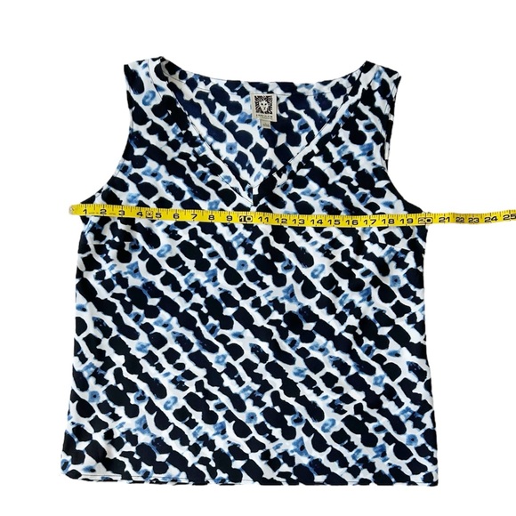 Anne Klein Ultramarine Chic Ink Multi V-Neck Sleeveless Tank Top Size L - Picture 7 of 12